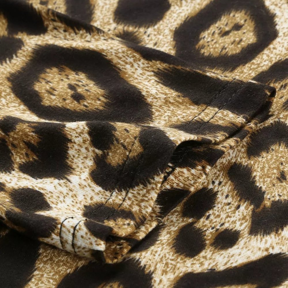 Leopard Striped Splicing Long Sleeve Tee - Picture 10 of 11
